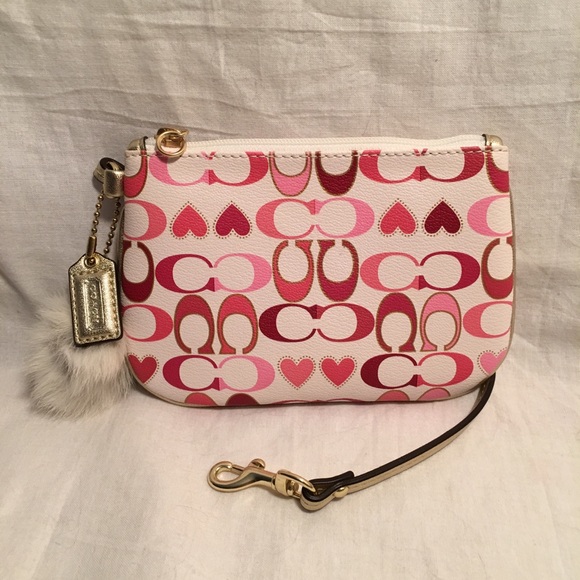 Coach Valentine Wristlet With Fur Pom - Picture 5 of 6